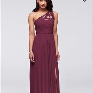 David’s Bridal Lace One Shoulder Bridesmaid Dress